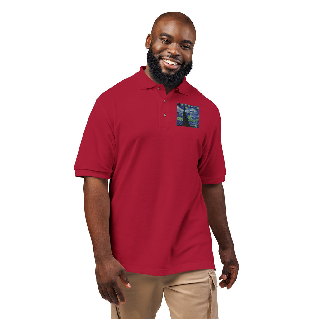 Embroidered Starry Night Tree Polo
