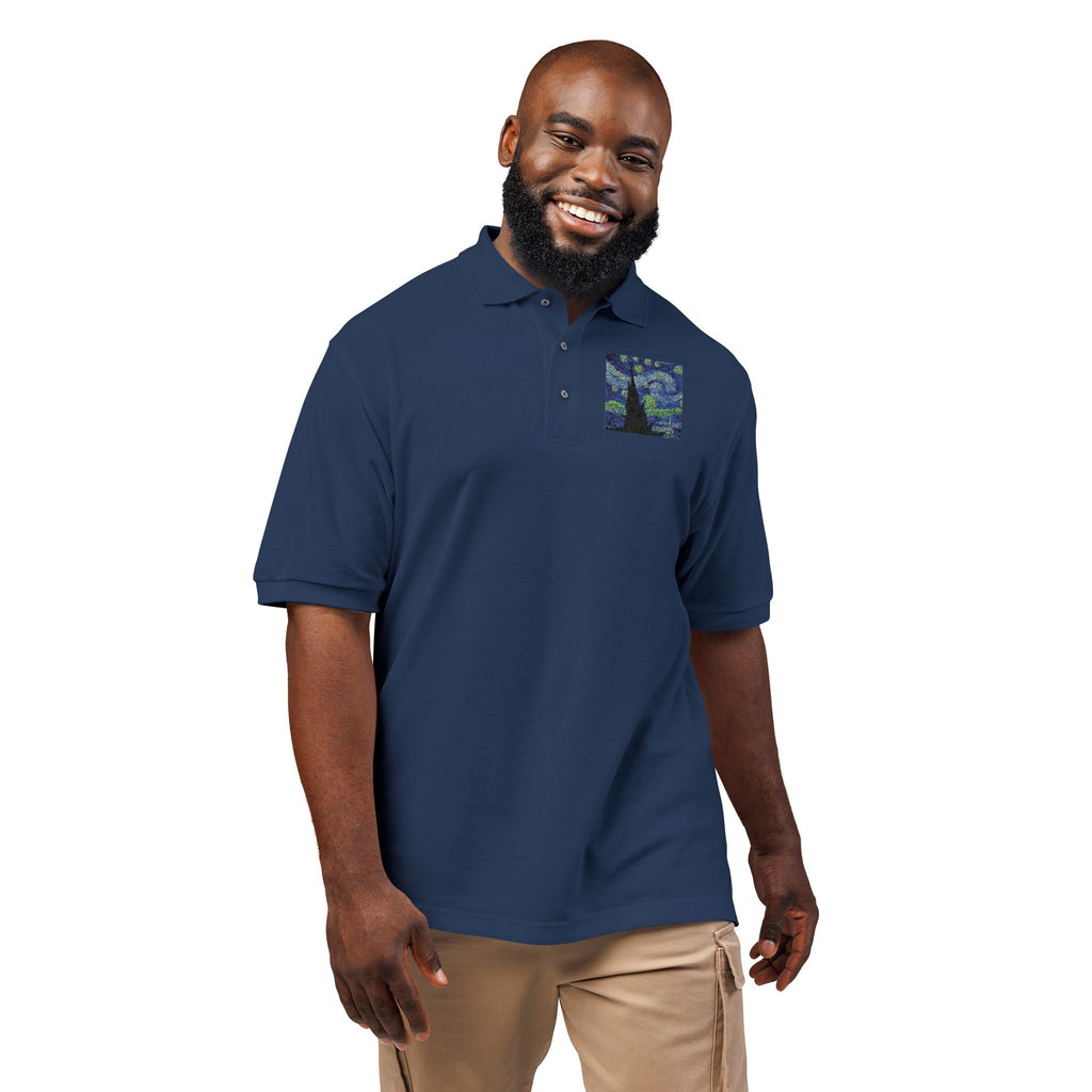 Embroidered Starry Night Tree Polo
