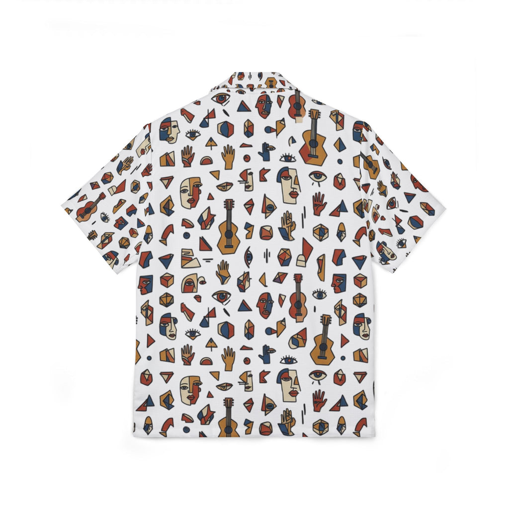 Picasso-Inspired Hawaiian Camp Shirt — Men's AOP Tropical Ukulele & Island Icons