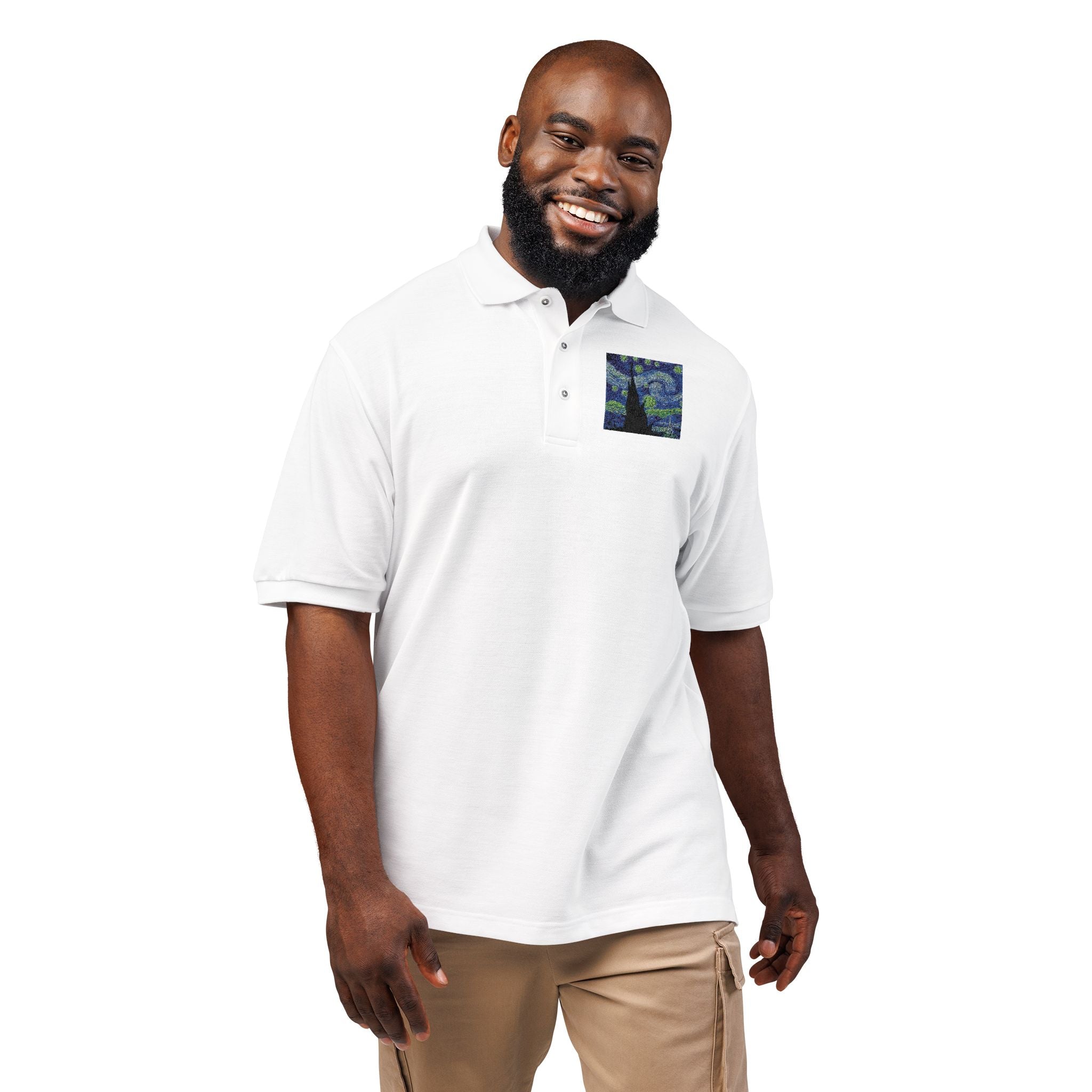 Embroidered Starry Night Tree Polo