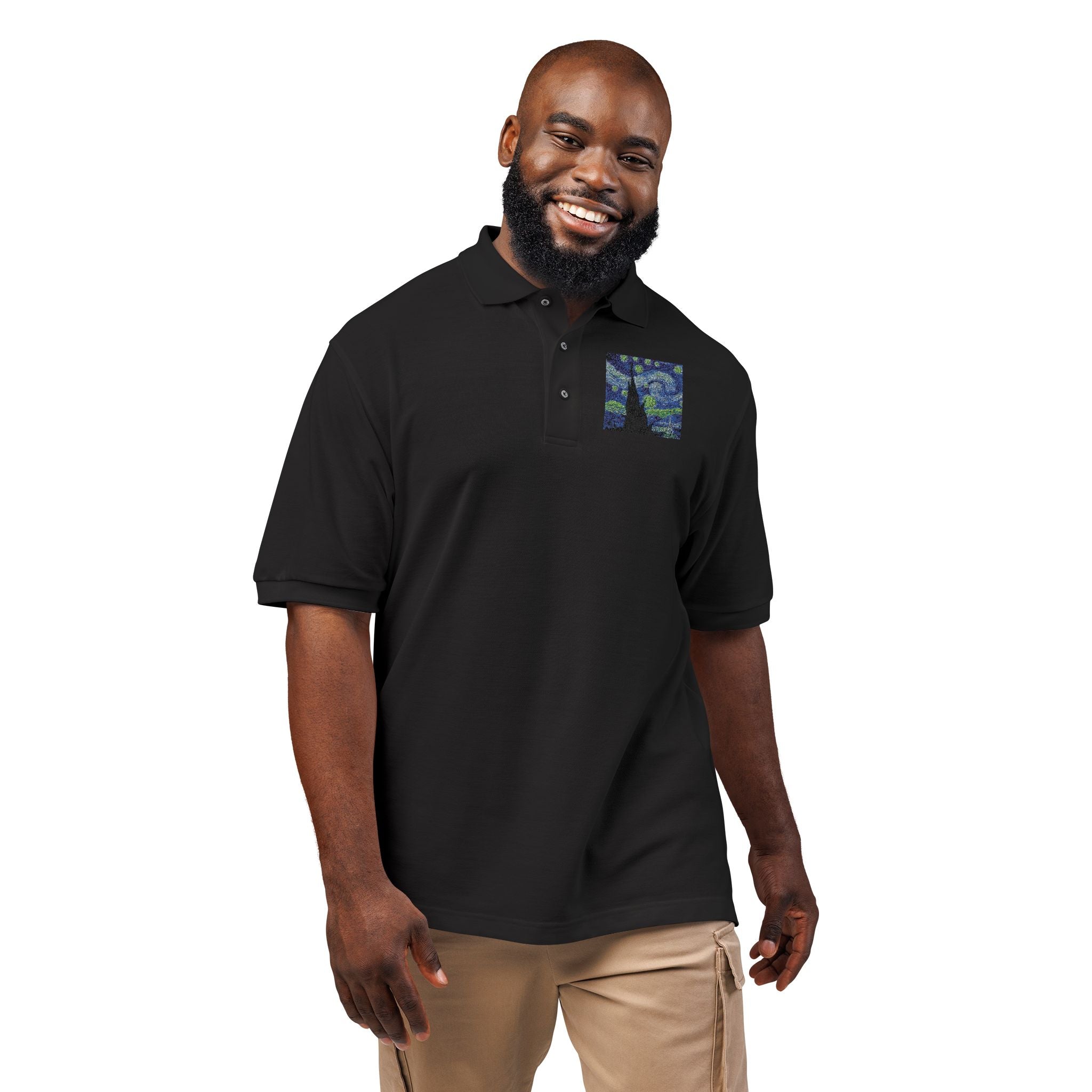 Embroidered Starry Night Tree Polo